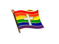 Rainbow Pride Flag Pin with Cross