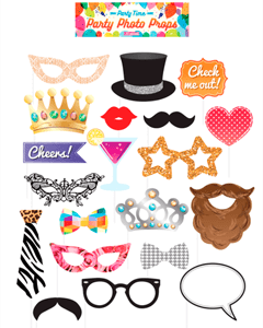 Fun Props for Party Photos, 20 pcs