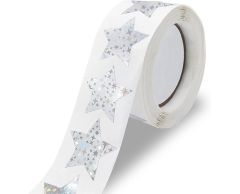 Silver Star Hologram Stickers, 25mm, 500 pcs.