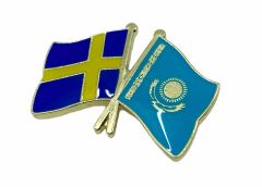 Sweden/Kazakhstan Friendship Flag Enamel Pin