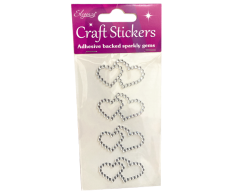 Rhinestone Double Heart Stickers Self-Adhesive Decorations 4 pcs