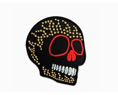 Black Skull Biker Iron-On Patch