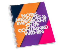Softcover spiral-bound notebook with full-colour printing, A4