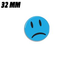 Blue sad smiley magnet 32 mm
