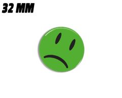 Green sad smiley magnet 32 mm
