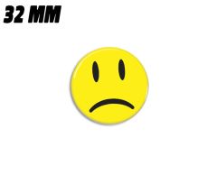 Yellow sad smiley magnet 32 mm