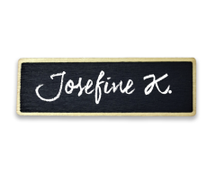 Wooden Name Badge with Chalkboard Surface and Magnetic Closure, 25x75mm