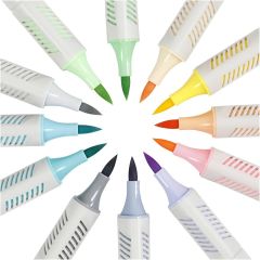 Sketch Marker Dual-Tip Set, Pastel Colors, 12-Pack