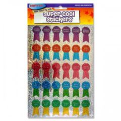 Reward Stickers, Glitter Medals "Well Done", 30pcs, 35mm